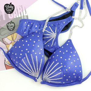 Electric Blue Star Bodybuilding Designer Suit